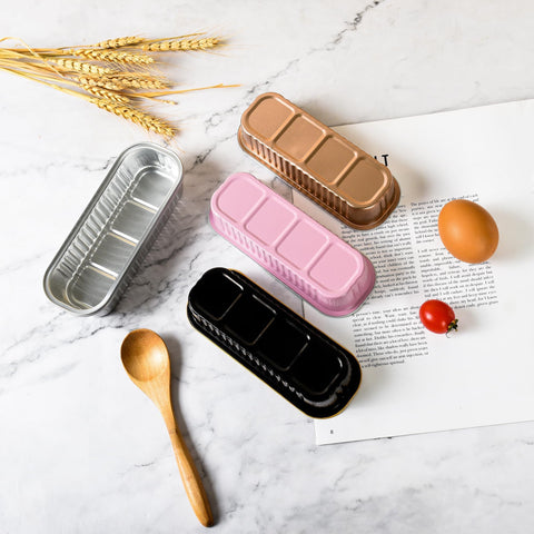 Findful contenedores rectangulares de aluminio aptos para horno y refrigerador, versátiles para postres.