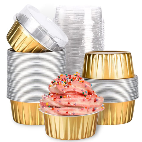 Findful copa mini de aluminio con tapas para hornear y servir porciones