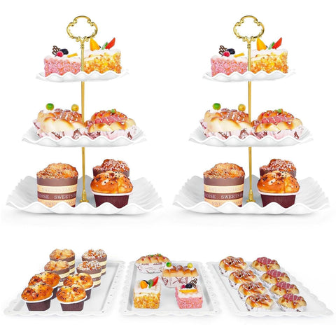Findful expositores de postres tres niveles, dos unidades, ideales para pasteles y cupcakes.