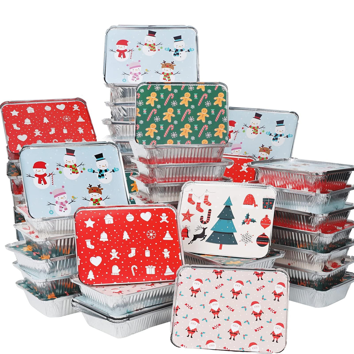 Findful tinas navideñas de aluminio con tapas para hornear y servir.