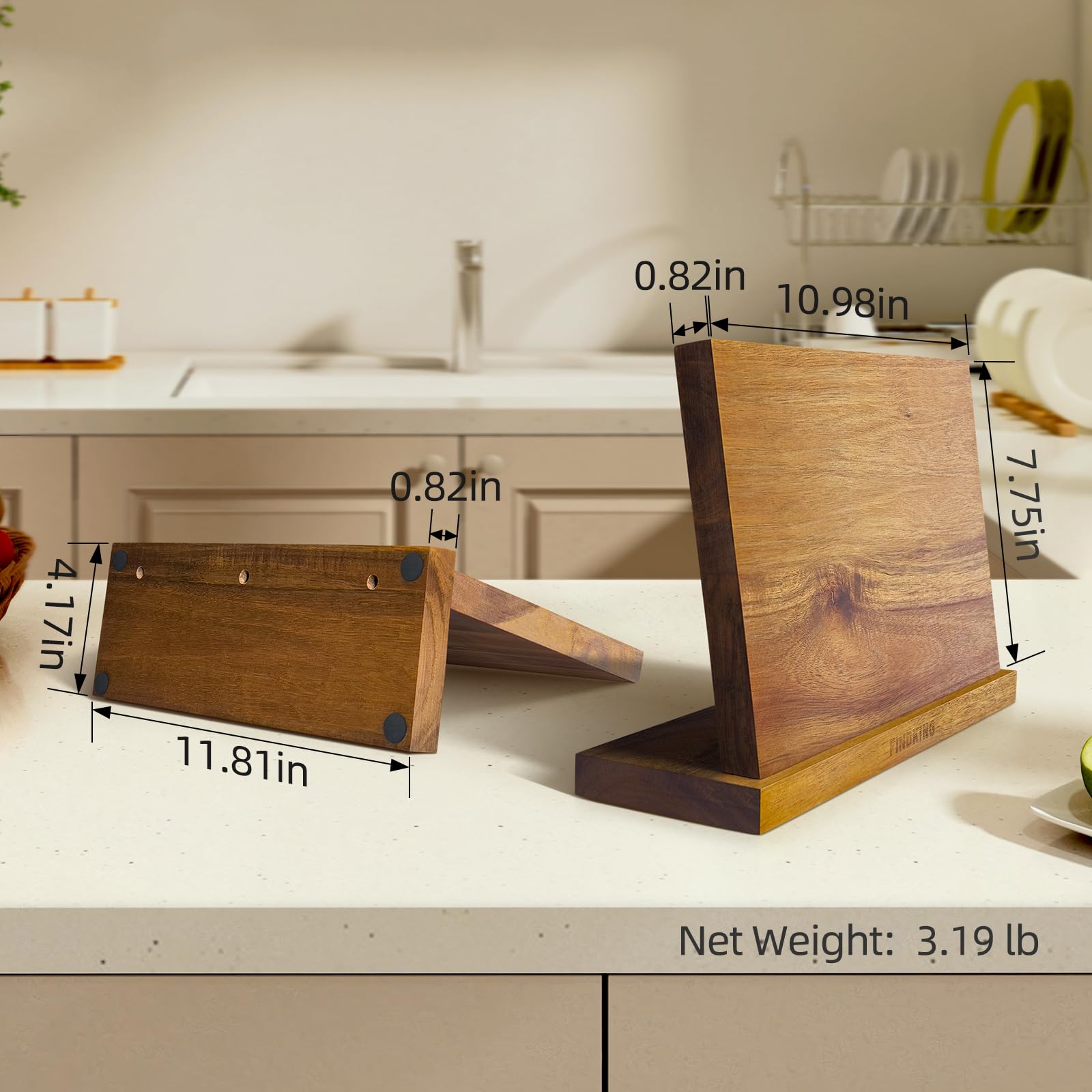 FINDKING dimensiones-22cm: espacio óptimo para cinco cuchillos.
