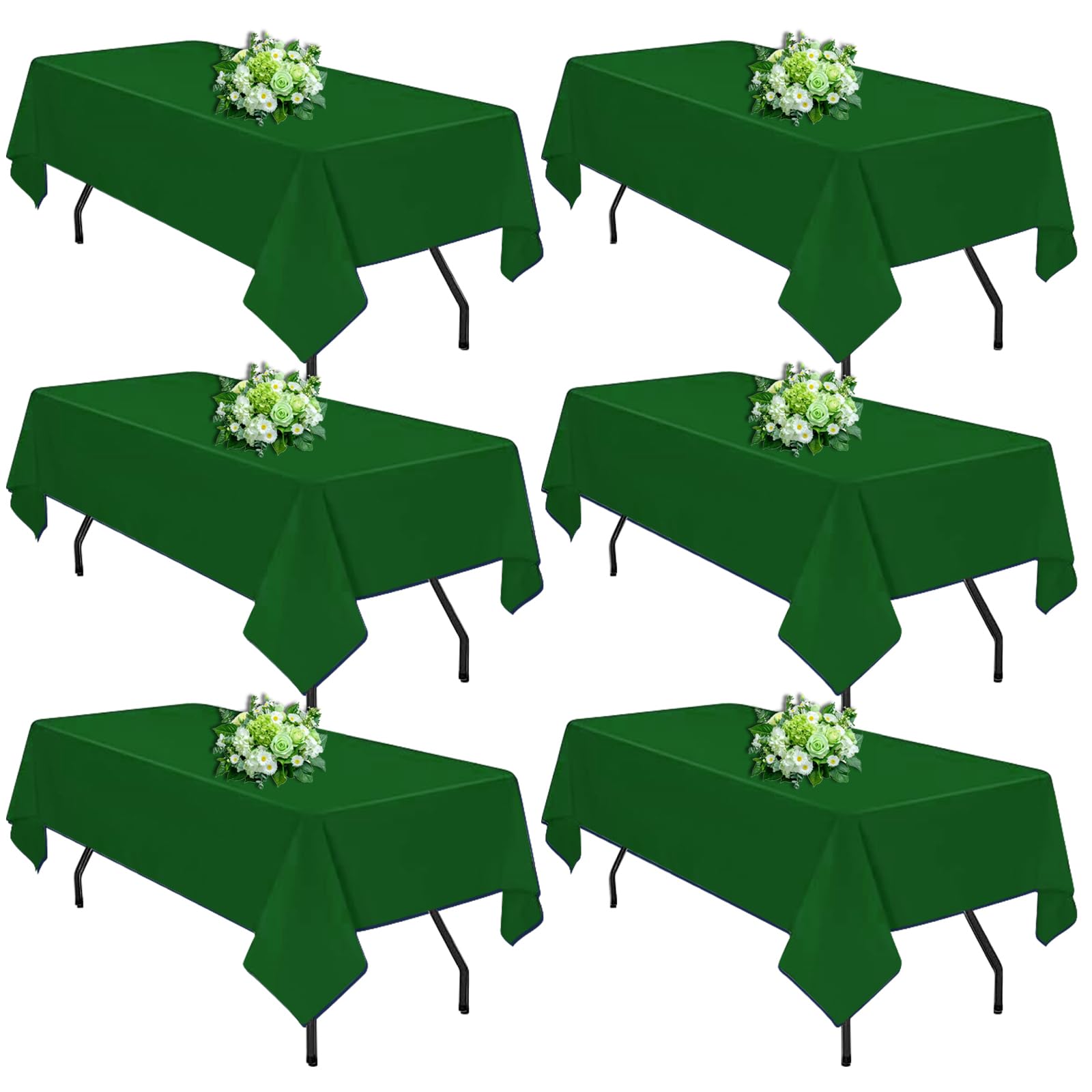 Mantel Hunter Green de FINDYOU para mesa rectangular de 60 × 102 pulgadas, lista para uso.