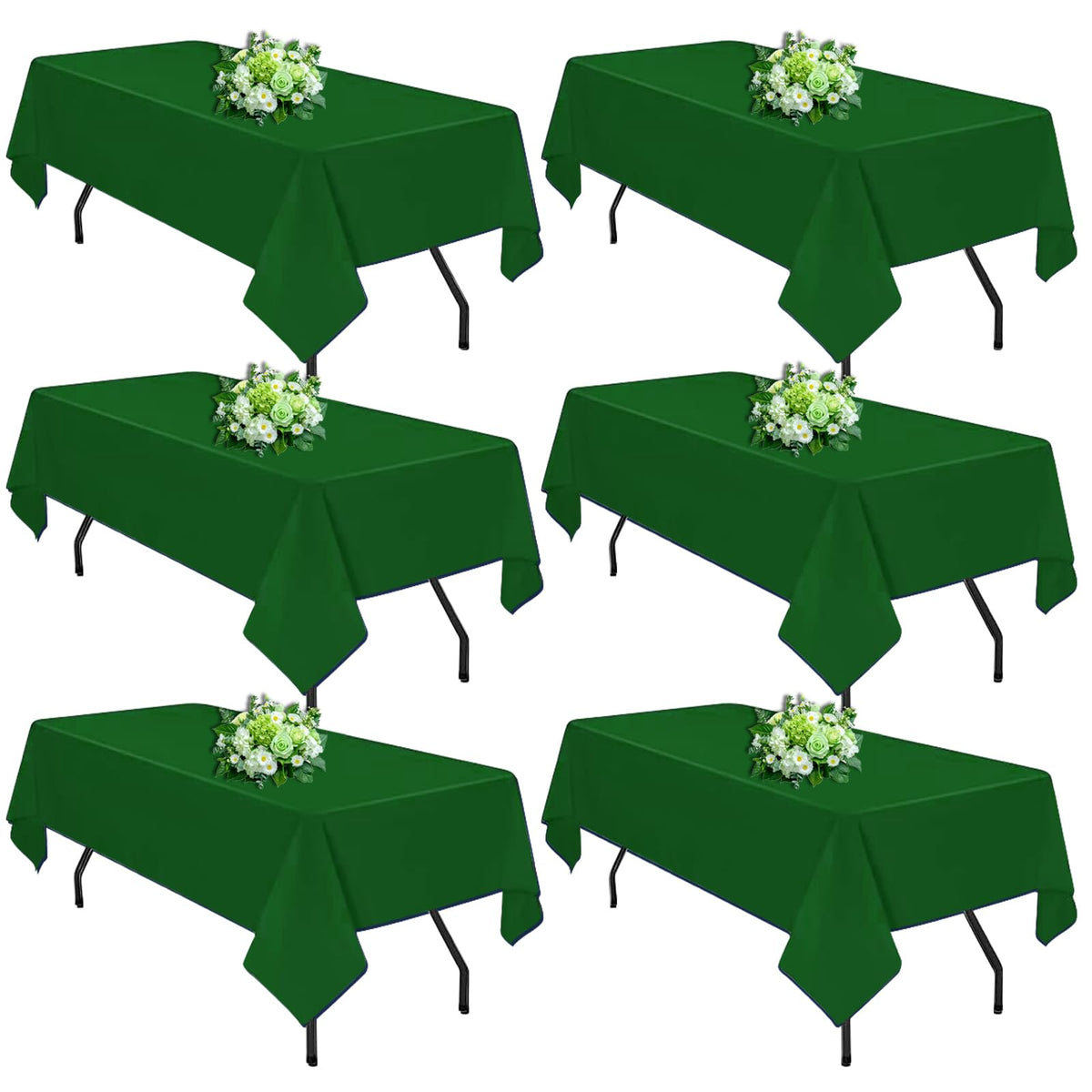 Mantel Hunter Green de FINDYOU para mesa rectangular de 60 × 102 pulgadas, lista para uso.