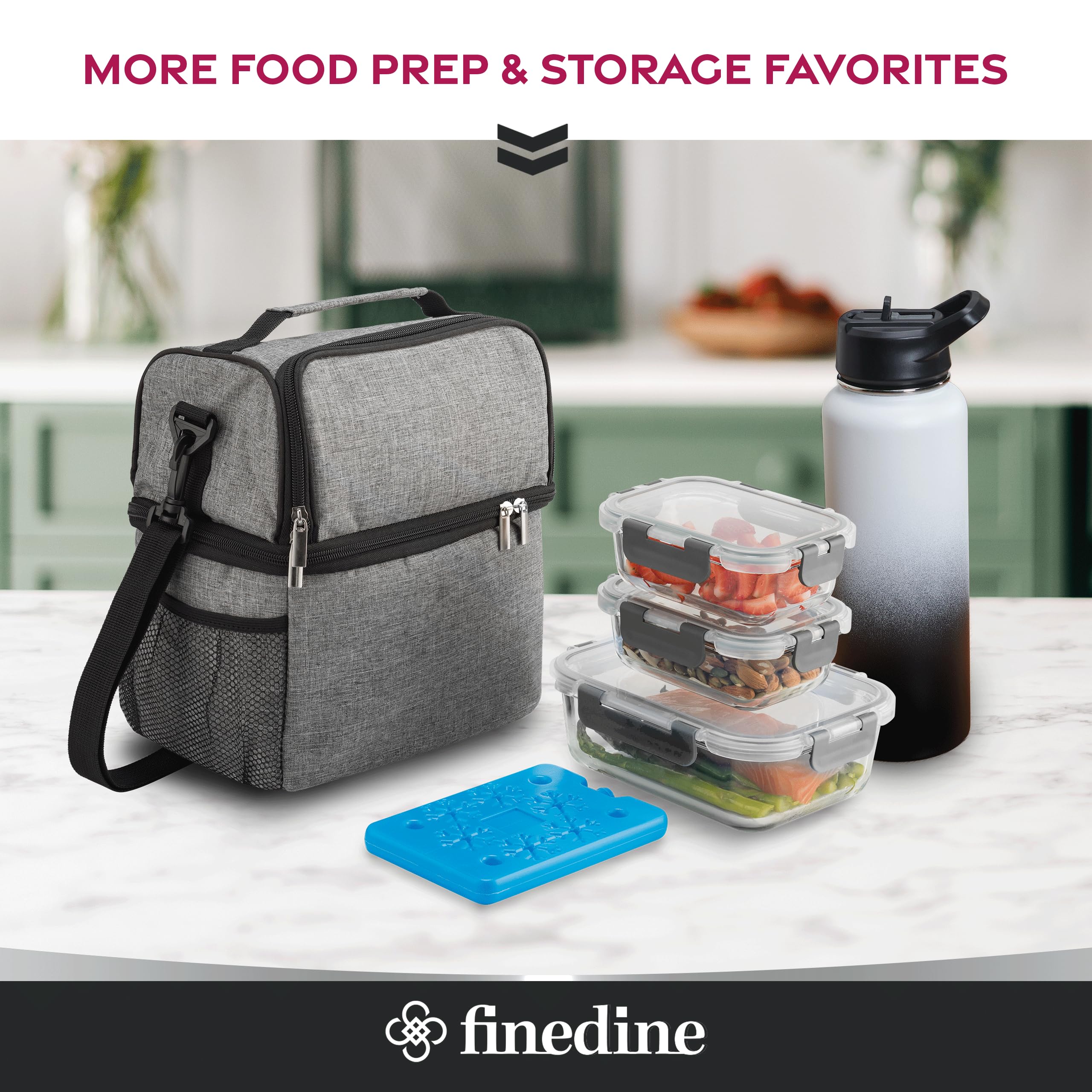 Ideal para preparación de comidas y sobras, con almacenamiento seguro y práctico.