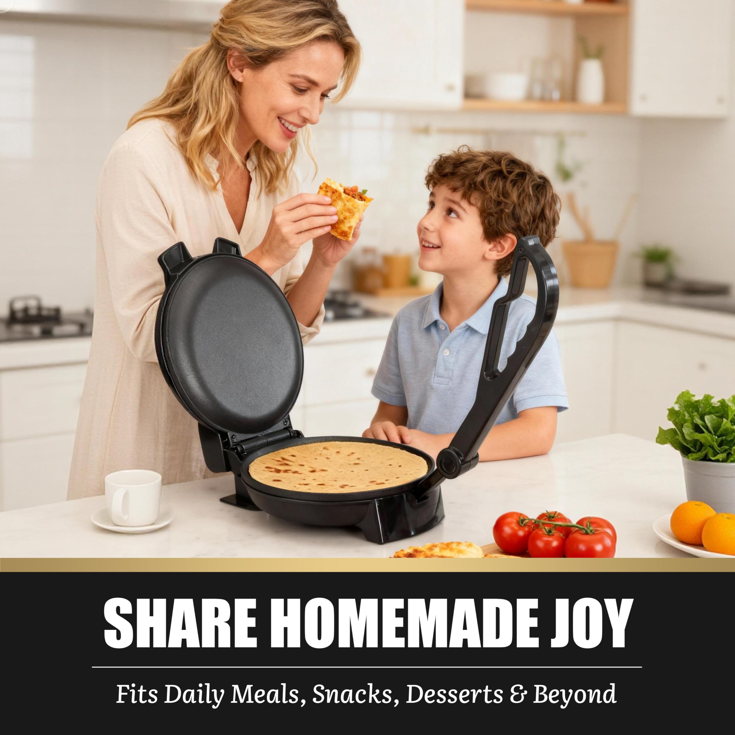 FineMade Compact Roti Maker: fácil limpieza con superficie antiadherente.