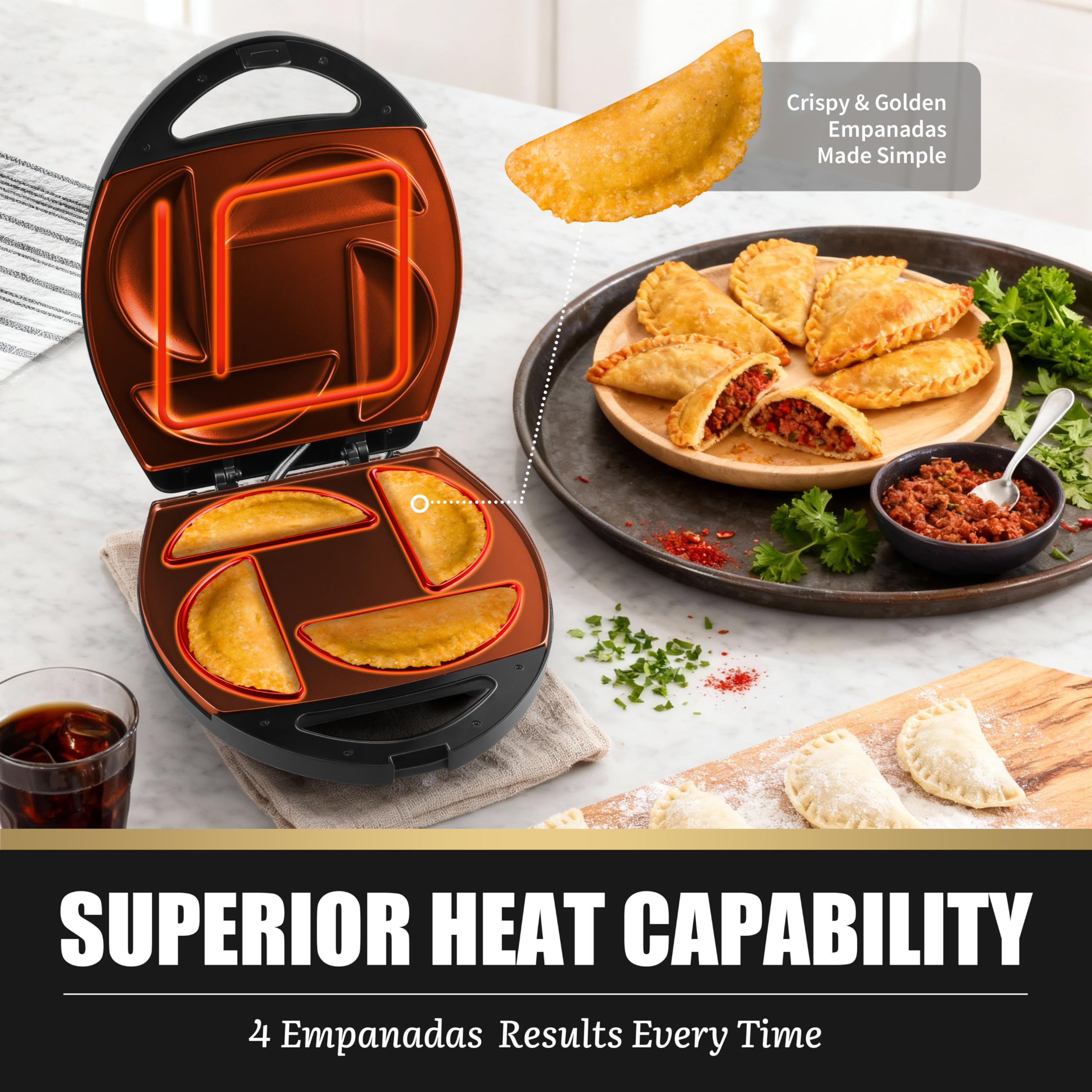 Cuatro empanadas de 6 pulgadas salen por tanda con FineMade.