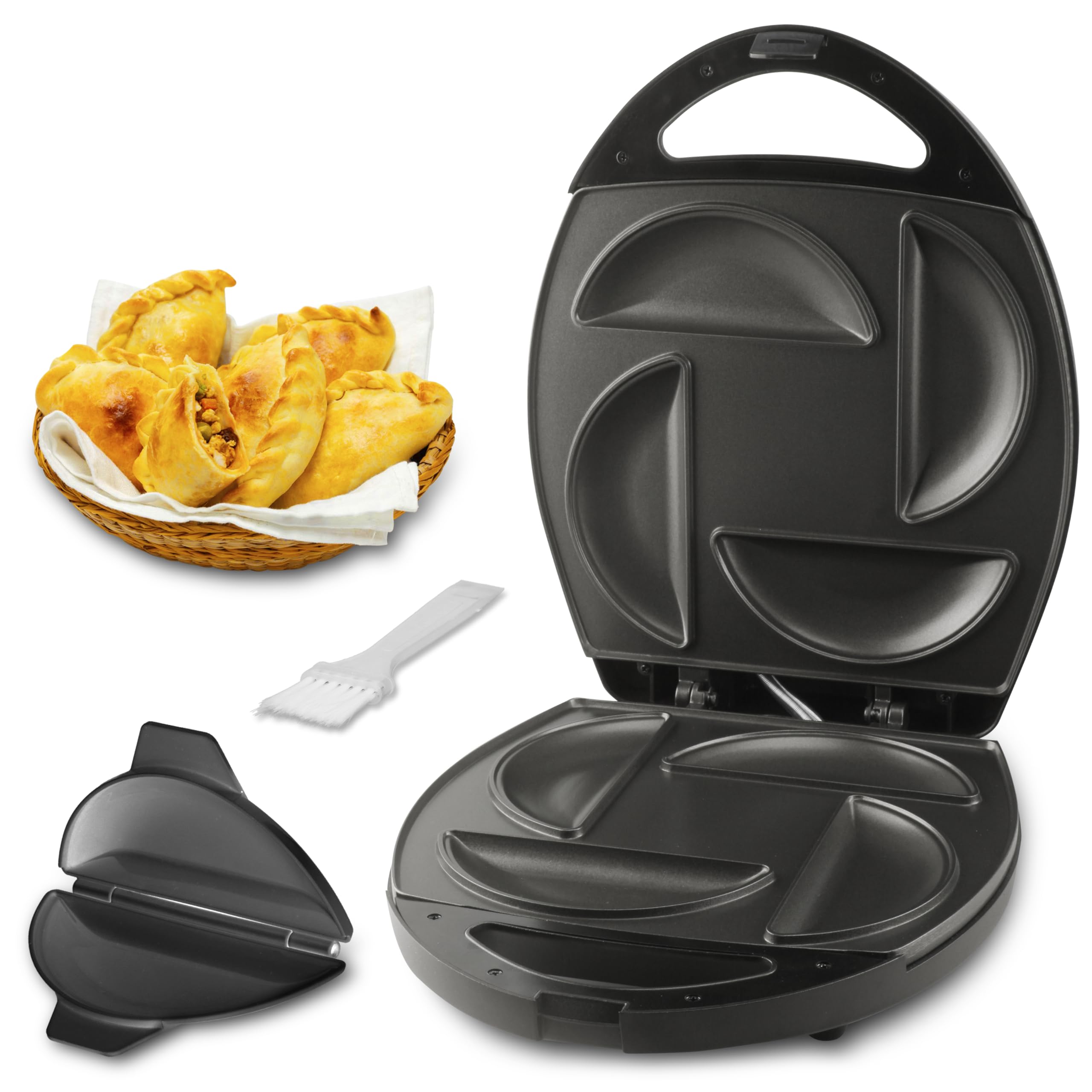 FineMade máquina con molde para rellenar y sellar empanadas de forma uniforme.
