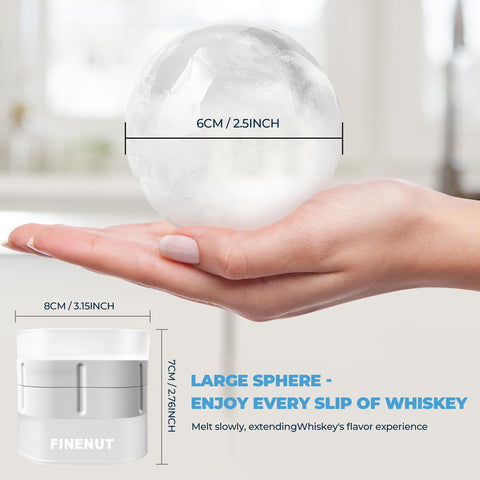 FINENUT bolas de hielo 2.5 pulgadas para whisky y cócteles.