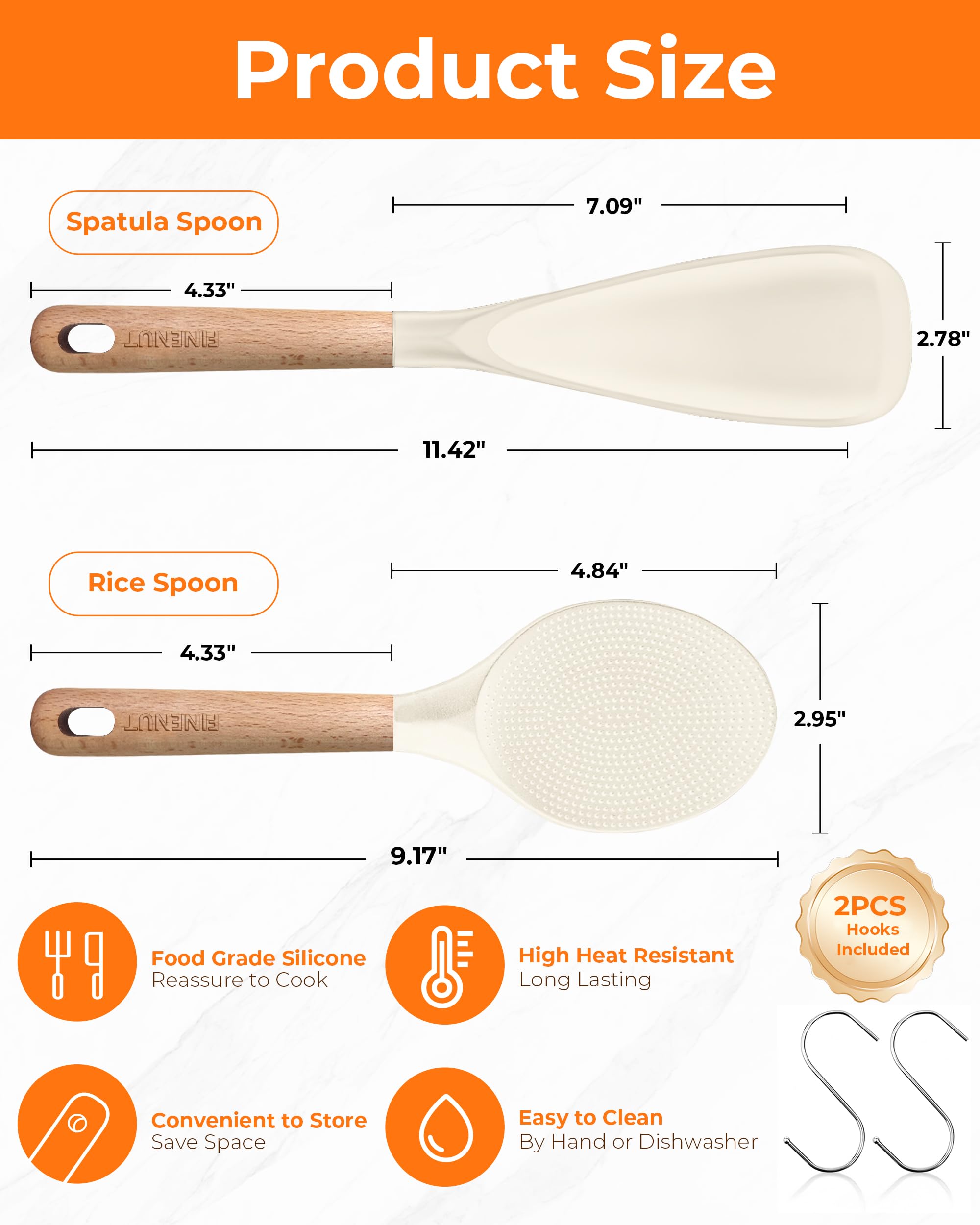 FINENUT mango de madera comodo para control preciso durante la coccion