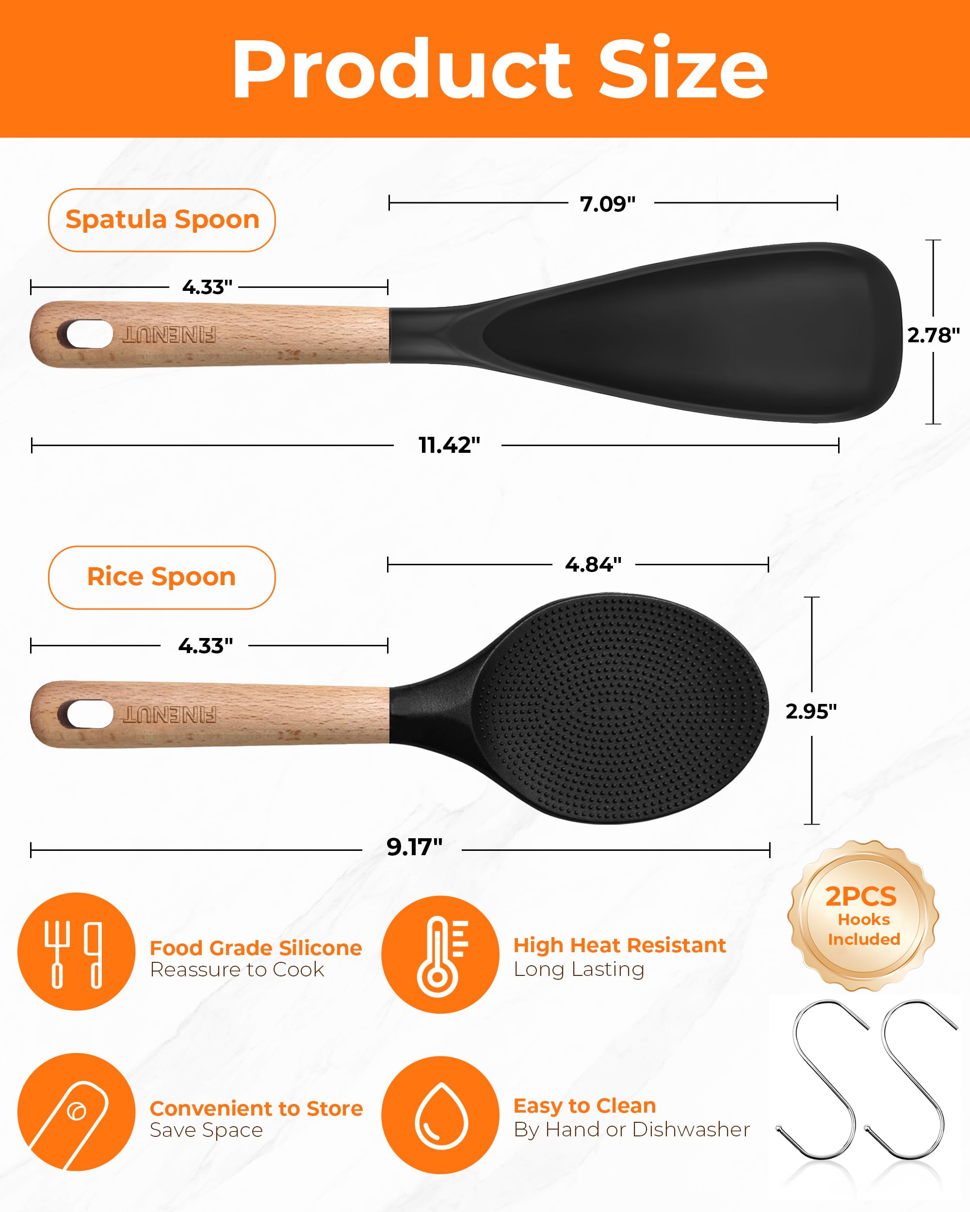FINENUT mango de madera ergonómico ofrece agarre cómodo y control preciso.