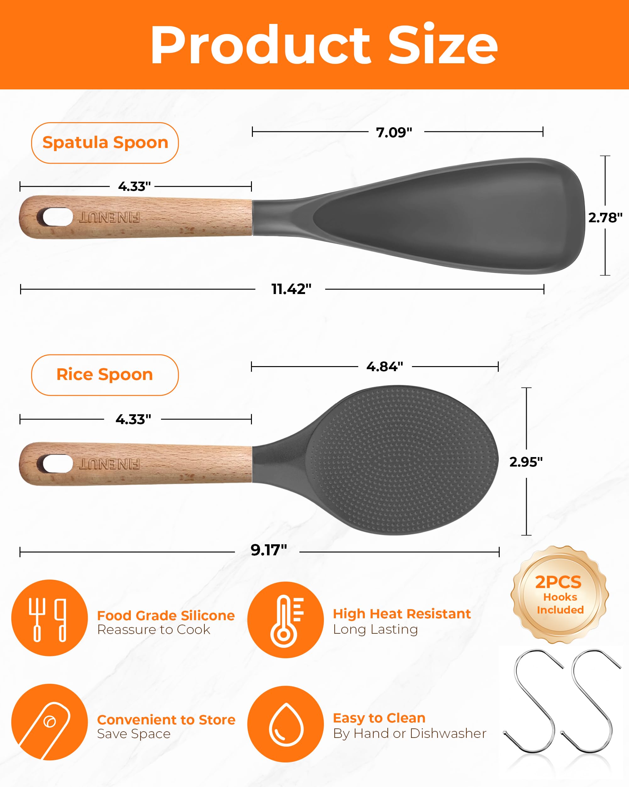 FINENUT mango de madera ergonómico para cocción precisa