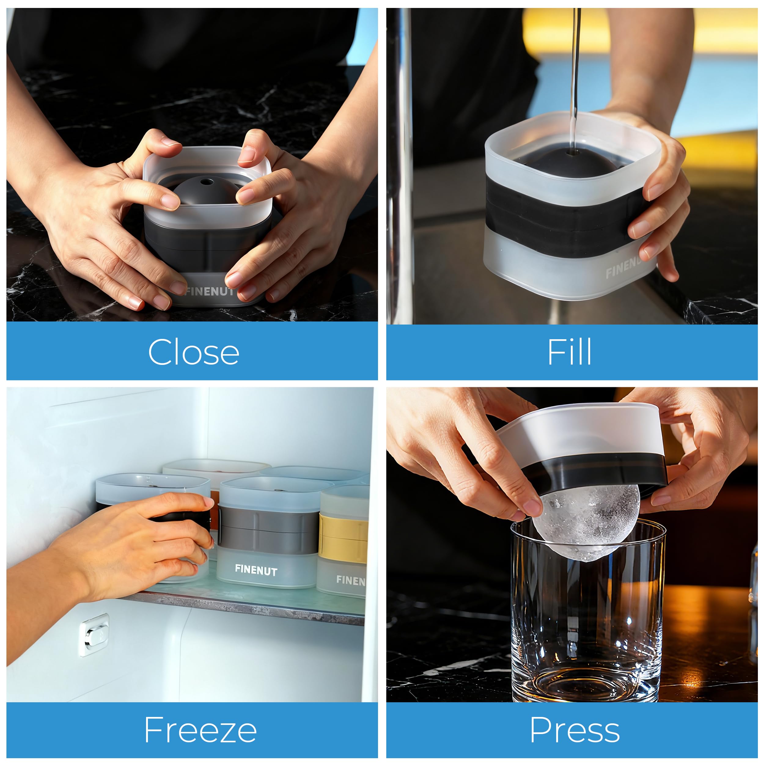 FINENUT silicona-libre-de-BPA moldes seguros para bebidas.