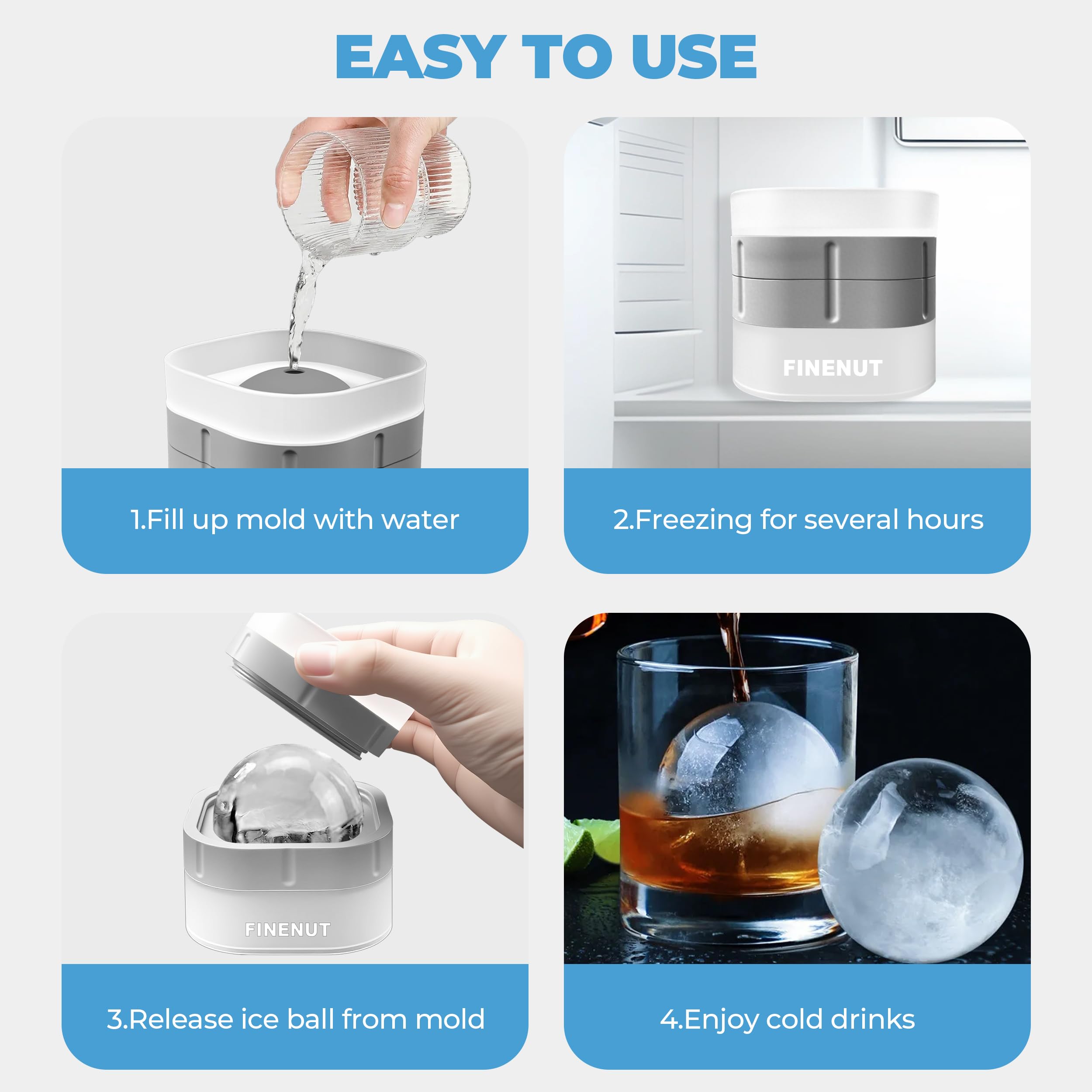 FINENUT tapa con diseño anti derrames protege hielo y aromas.