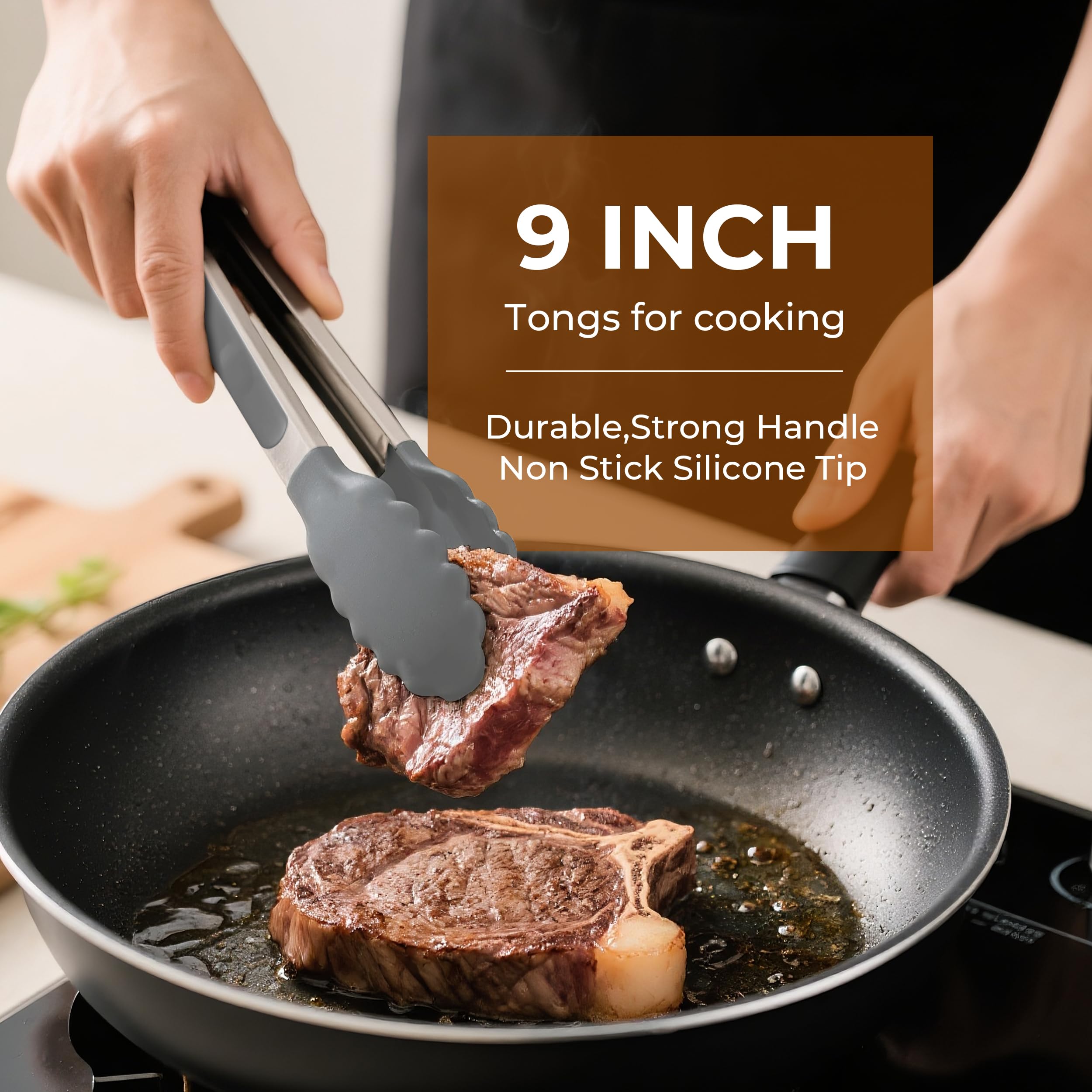 FINENUT tenazas de 12 pulgadas, perfectas para parrilla y asados.