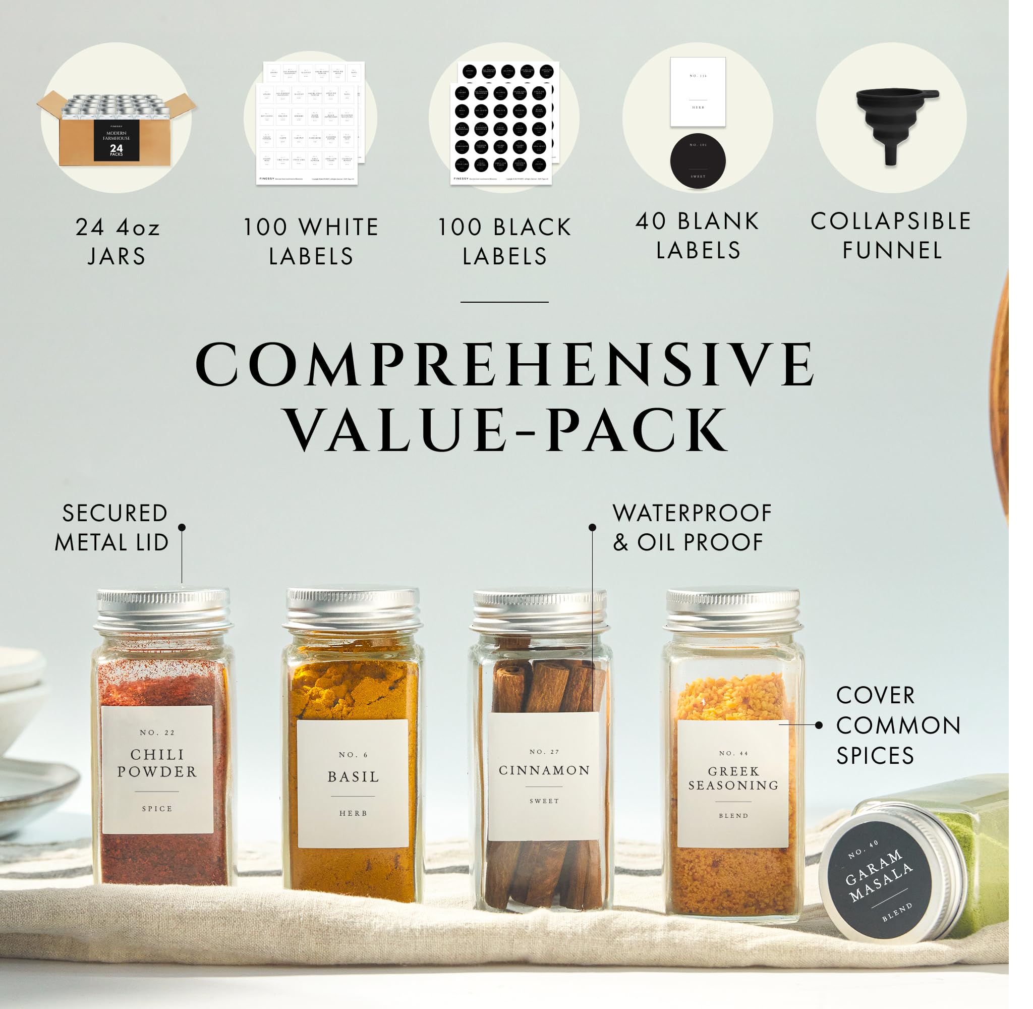FINESSY tapas metálicas herméticas para sellar frascos y conservar frescura.