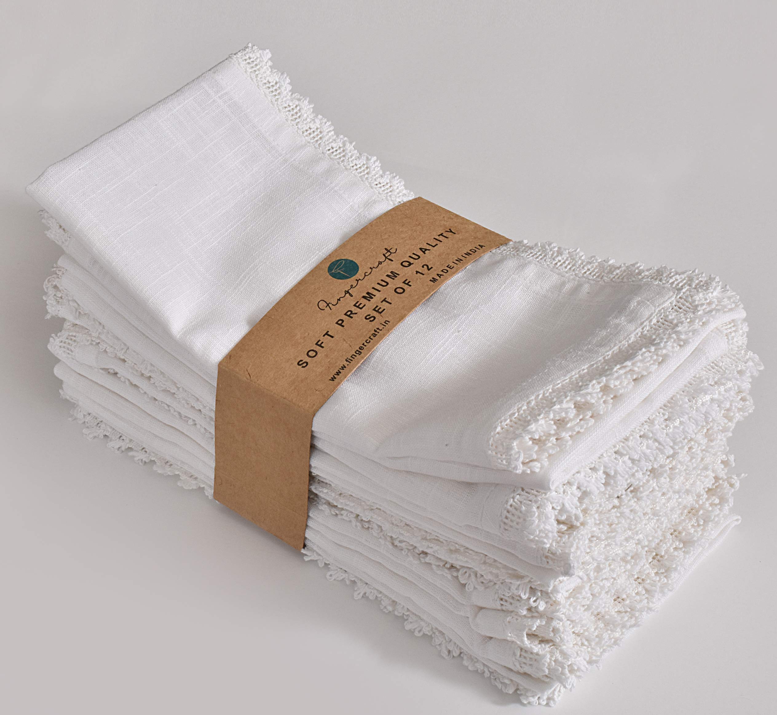 FingerCraft servilleta de algodón-lino con encaje elegante para la mesa.