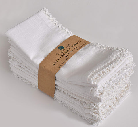 FingerCraft servilleta de algodón-lino con encaje elegante para la mesa.