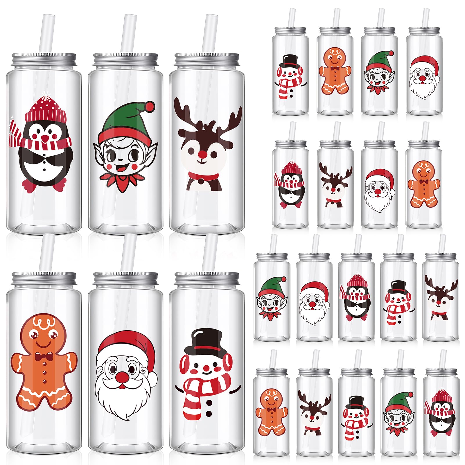 Fingertip WD copas navideñas con tapas y pajillas para fiestas