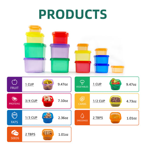 Finorder tapas coloreadas con iconos para identificar porciones de forma rápida.