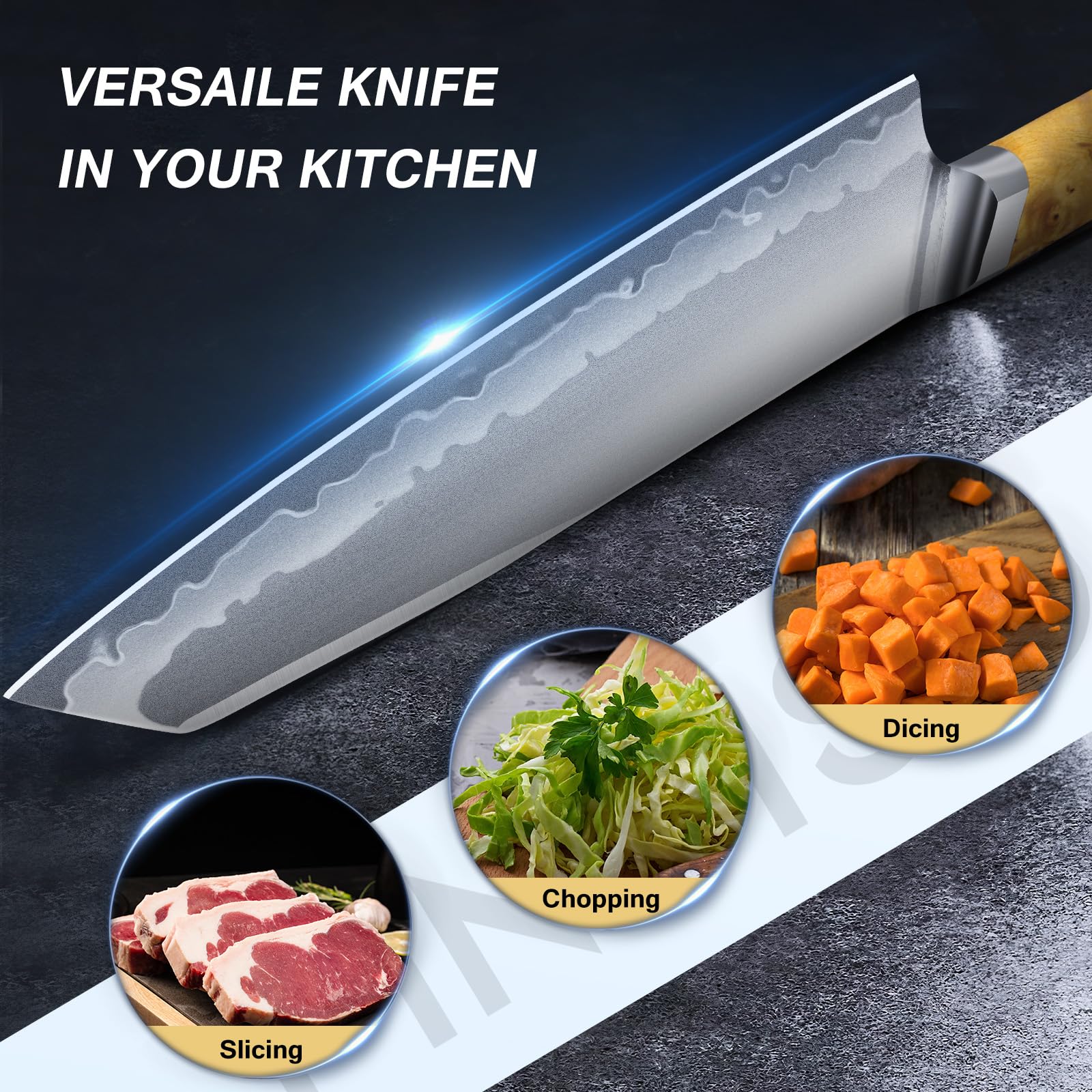 Cuchillo FINTISO acabado satinado, reduce reflejos y facilita limpieza