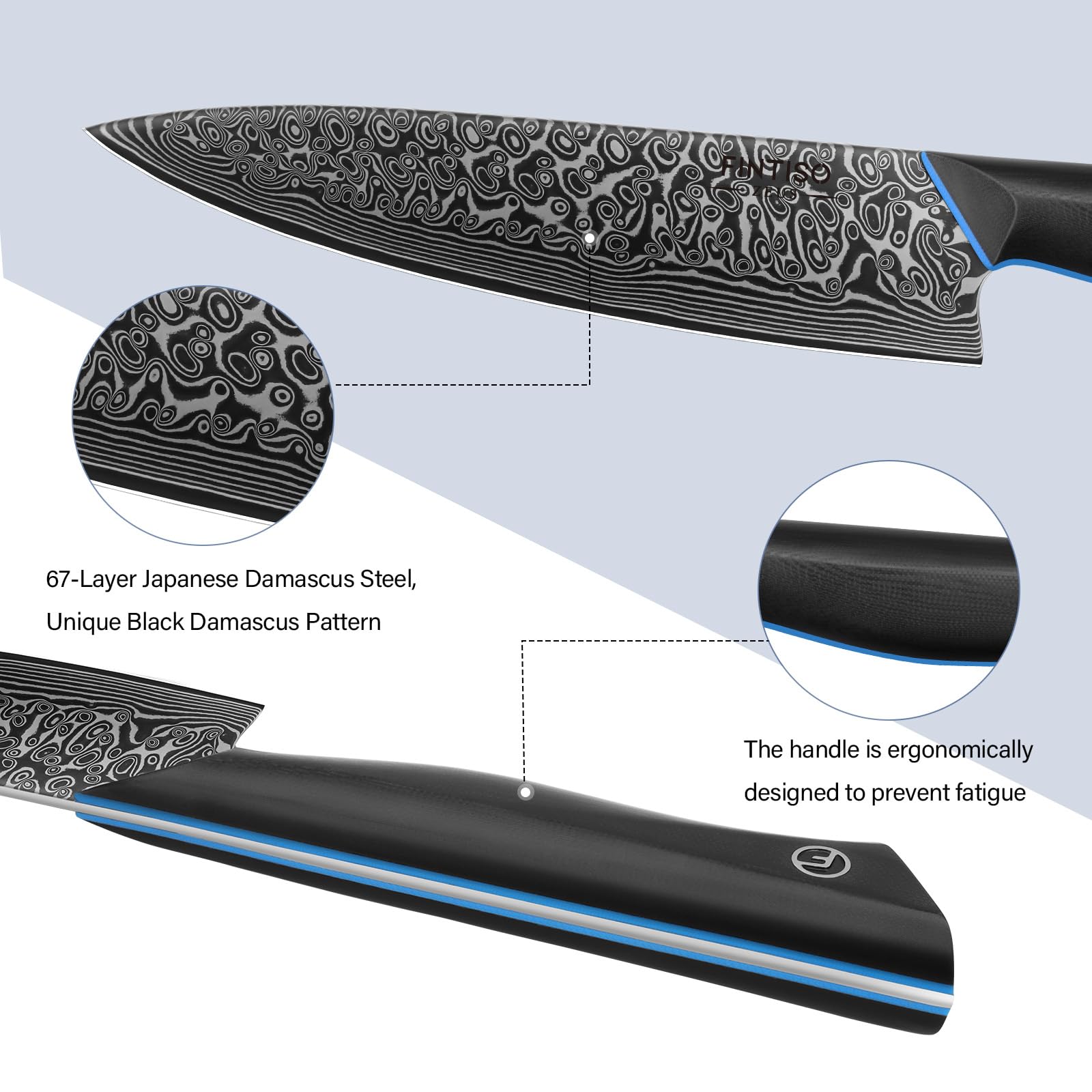 Mango G10 azul FINTISO ergonómico y duradero para agarre cómodo