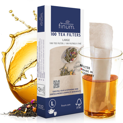 Filtro de té Finum desechable para infusiones sueltas, paquete de 100.