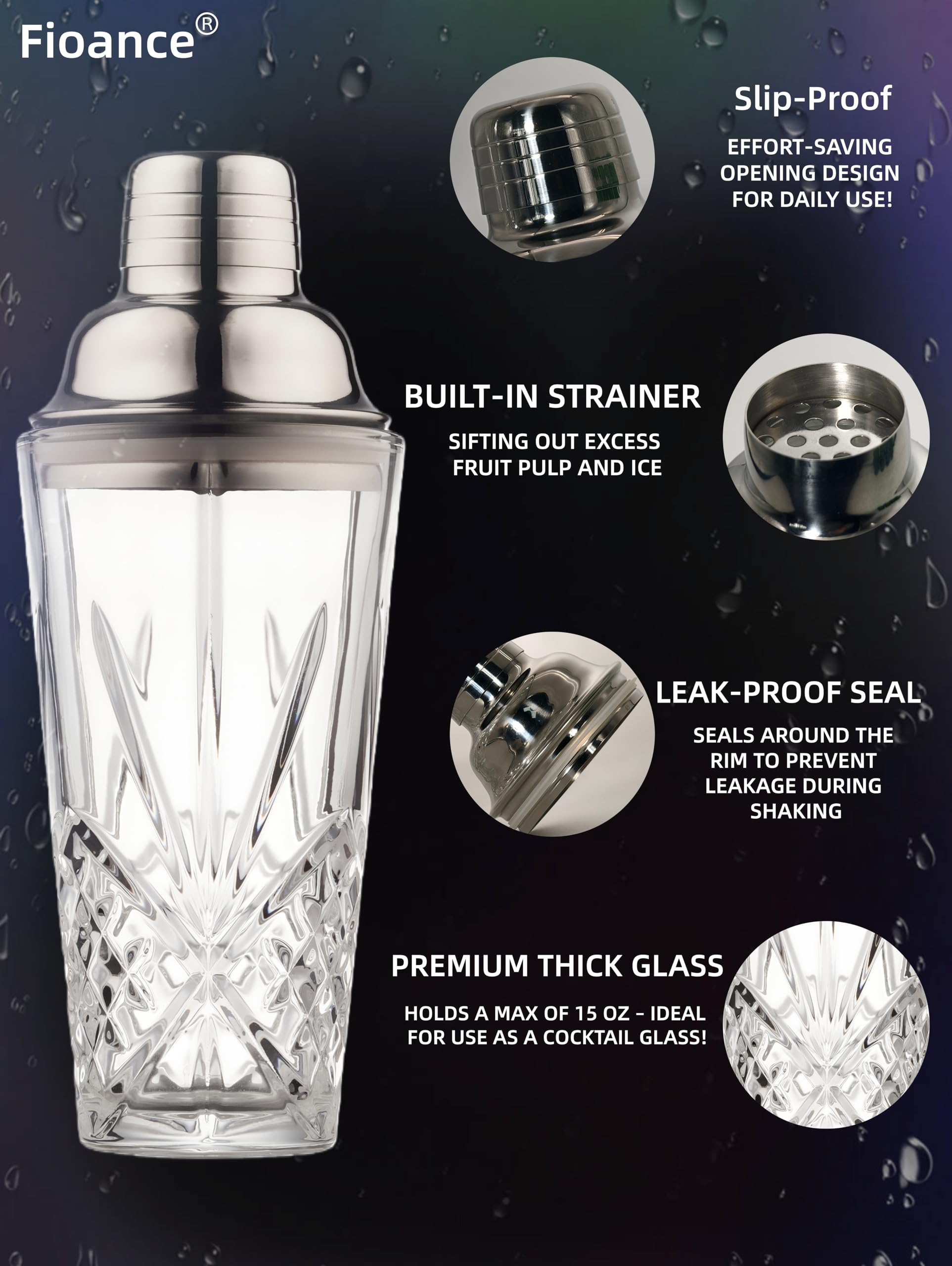 Fioance vaso cóctel espresso, cristal claro para servir bebidas calientes