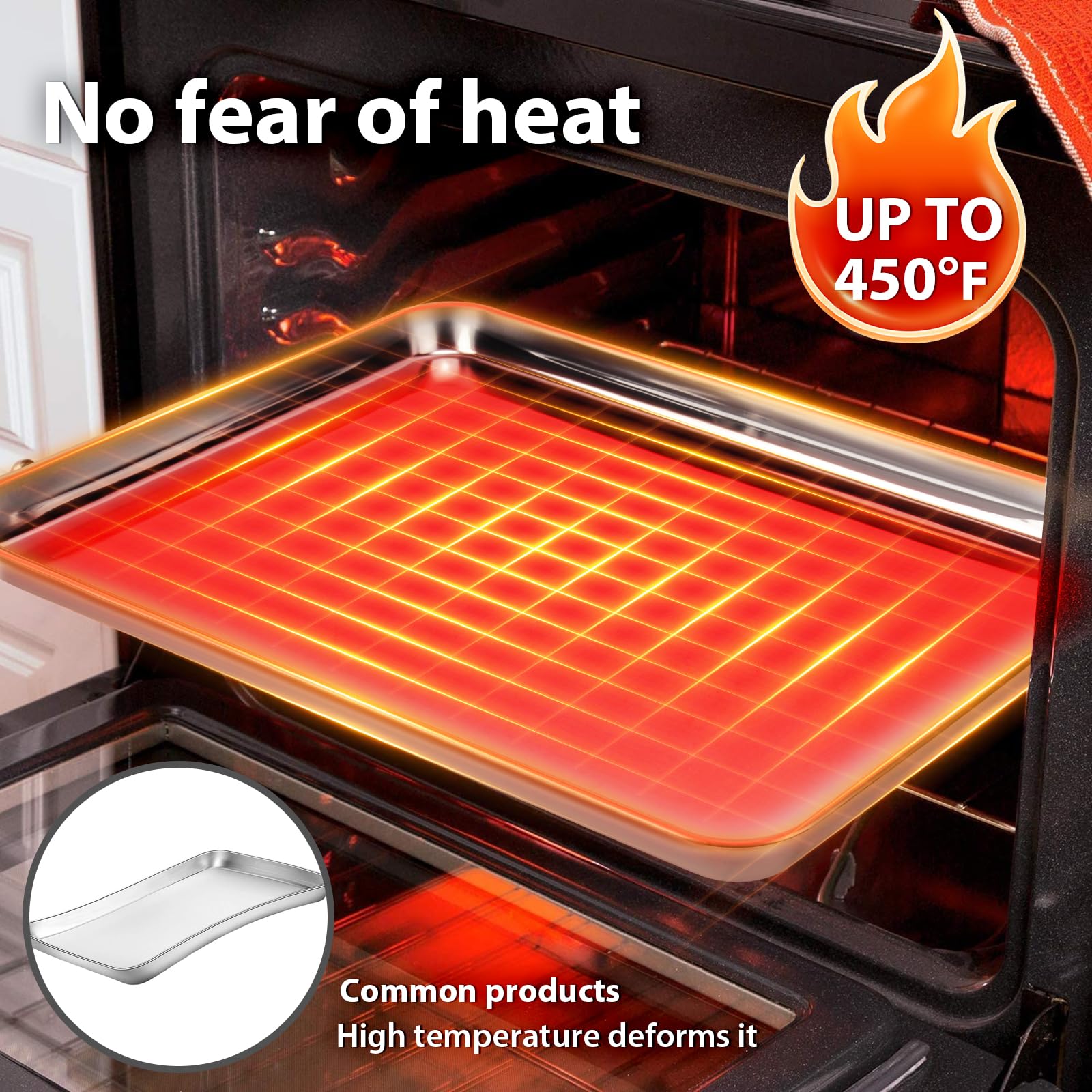 Fire More bandeja de acero inoxidable con superficie lisa para desmoldeado fácil