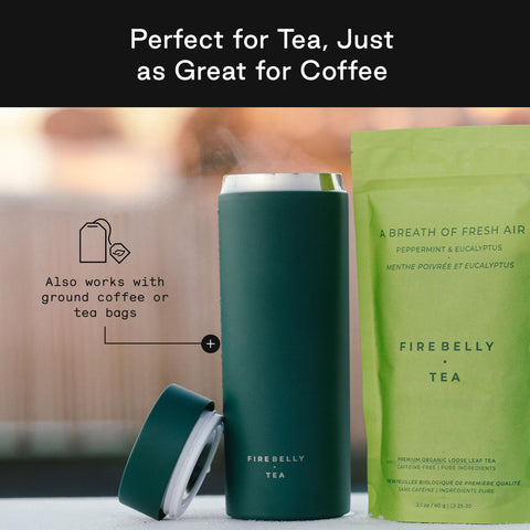 Firebelly Tea Uso Té o Café: preparación versátil en una sola taza.