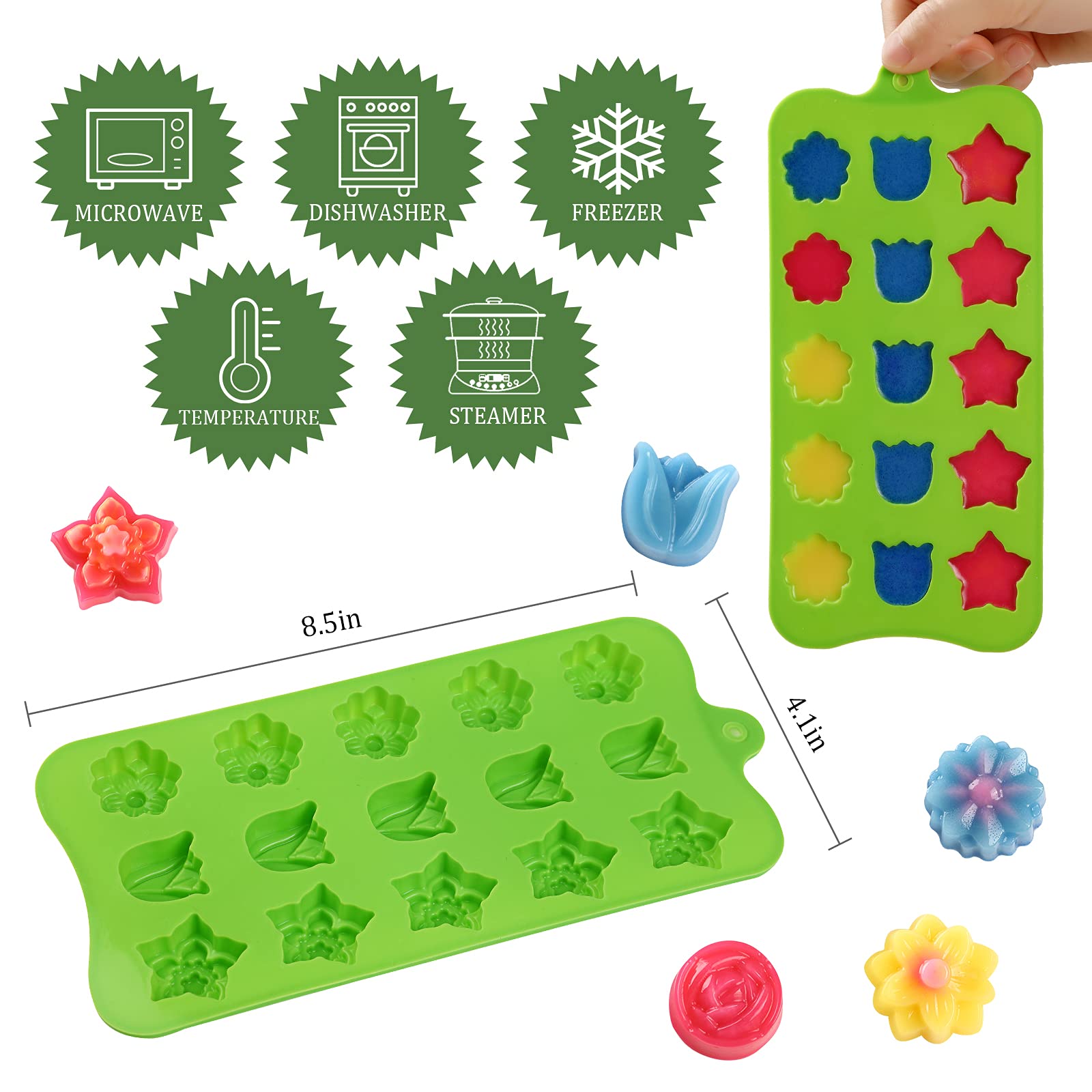 FIRETREESILVERFLOWER Estrellas: molde suave para decoraciones brillantes y desmolado sencillo.