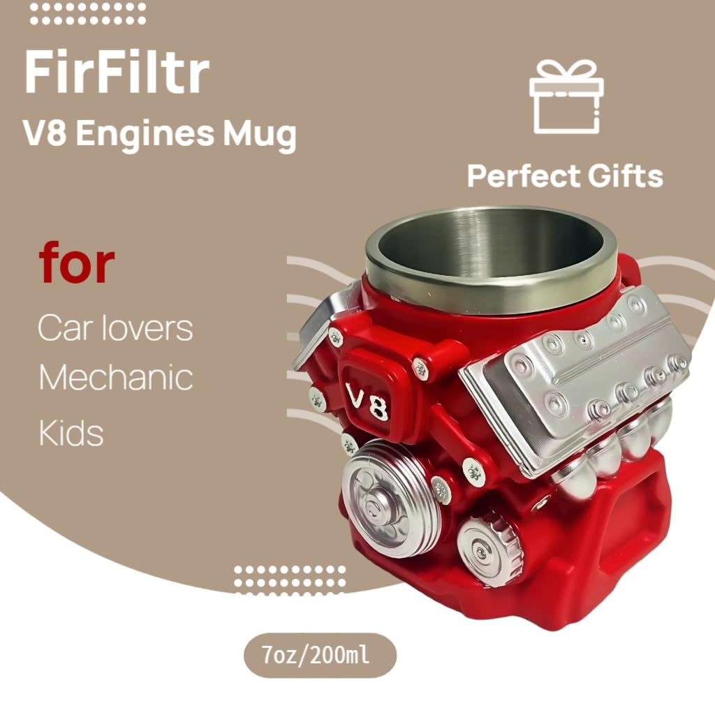 FirFiltr V8 muestra pistones detallados, regalo perfecto para mecánicos