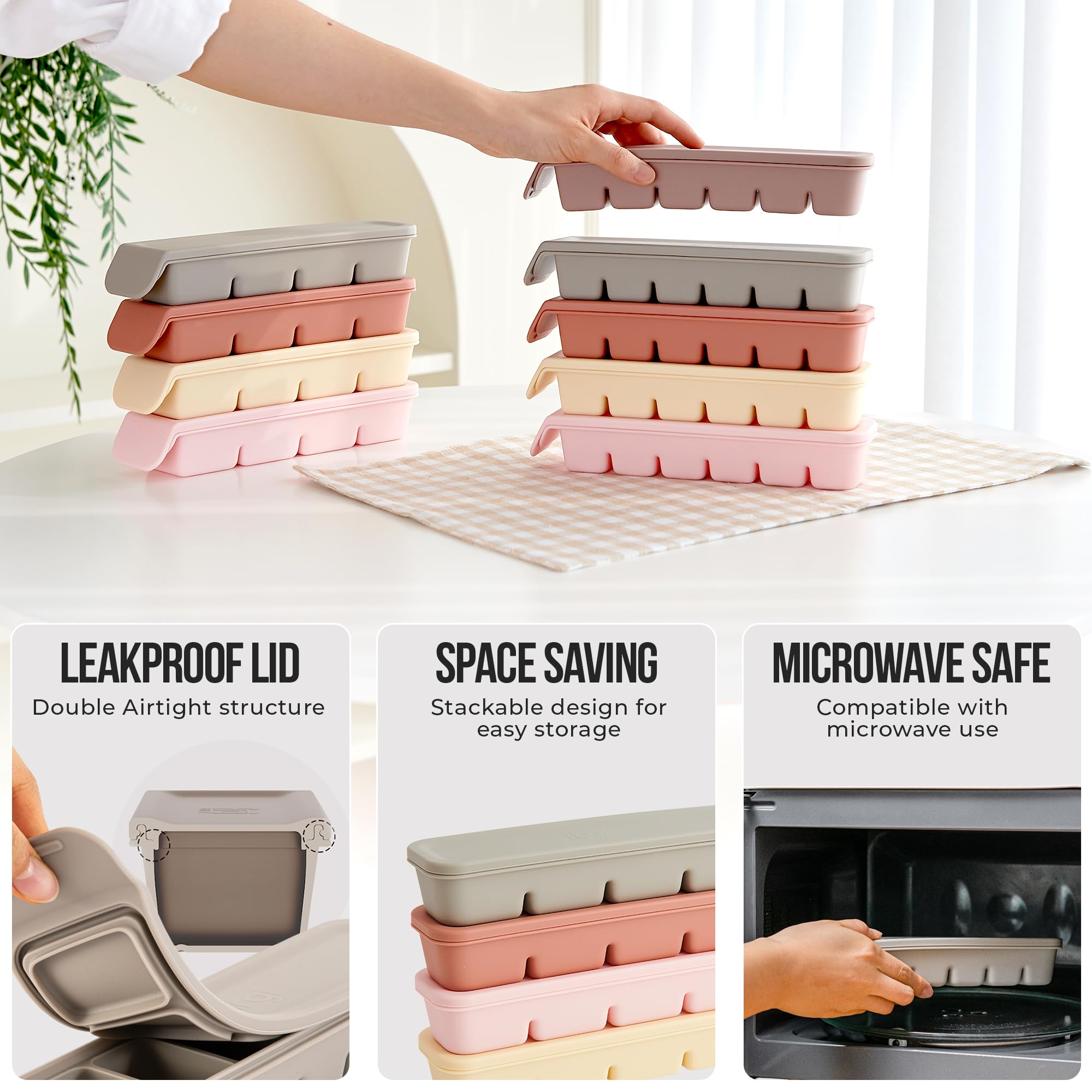 Uso multiusos Firgi para porciones de bebé, hielo y bebidas.
