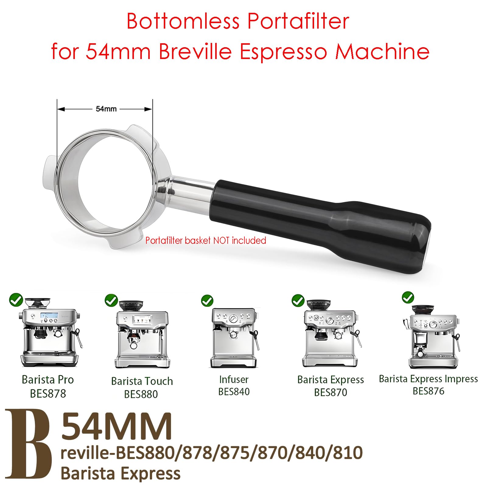 FIRJOY portafiltro desnudo 54mm: observa canalización para ajustar la molienda.