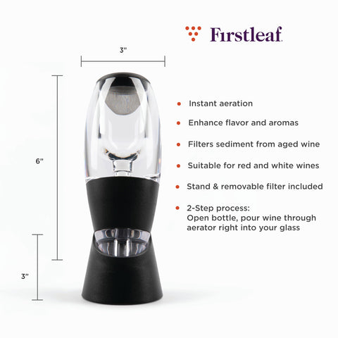Firstleaf aerador vino con filtro evita sedimentos, servicio limpio