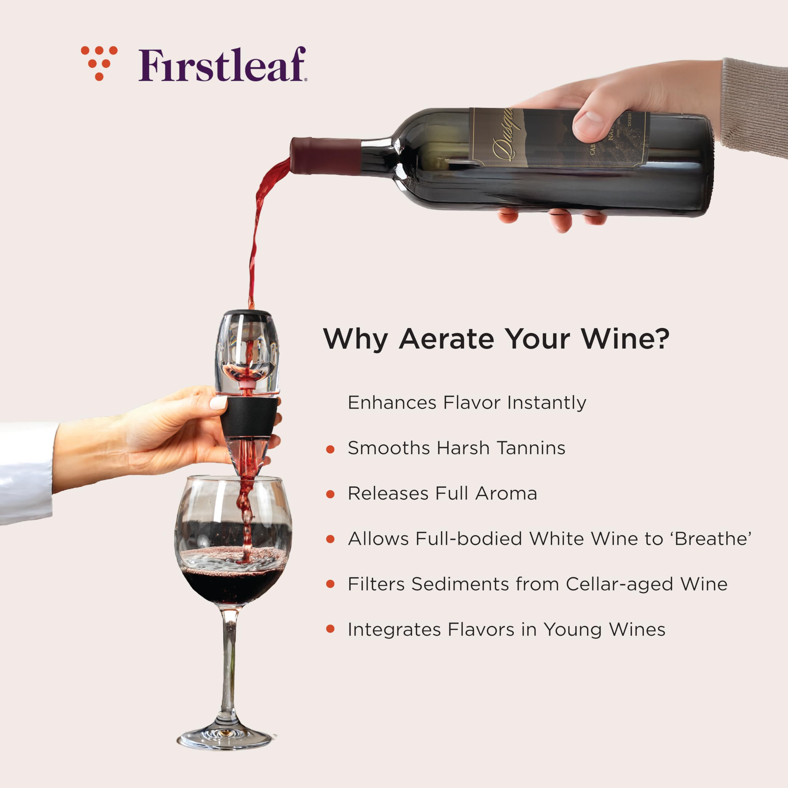 Firstleaf aerador vino soporte elegante mantiene limpio y decorativo