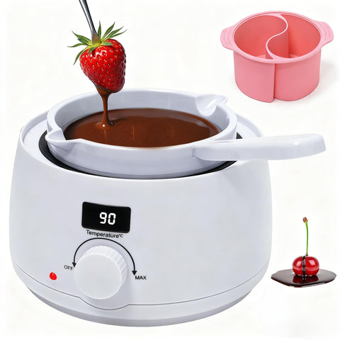 Fisca, olla fundidora de chocolate con pantalla de temperatura para derretir de forma uniforme.