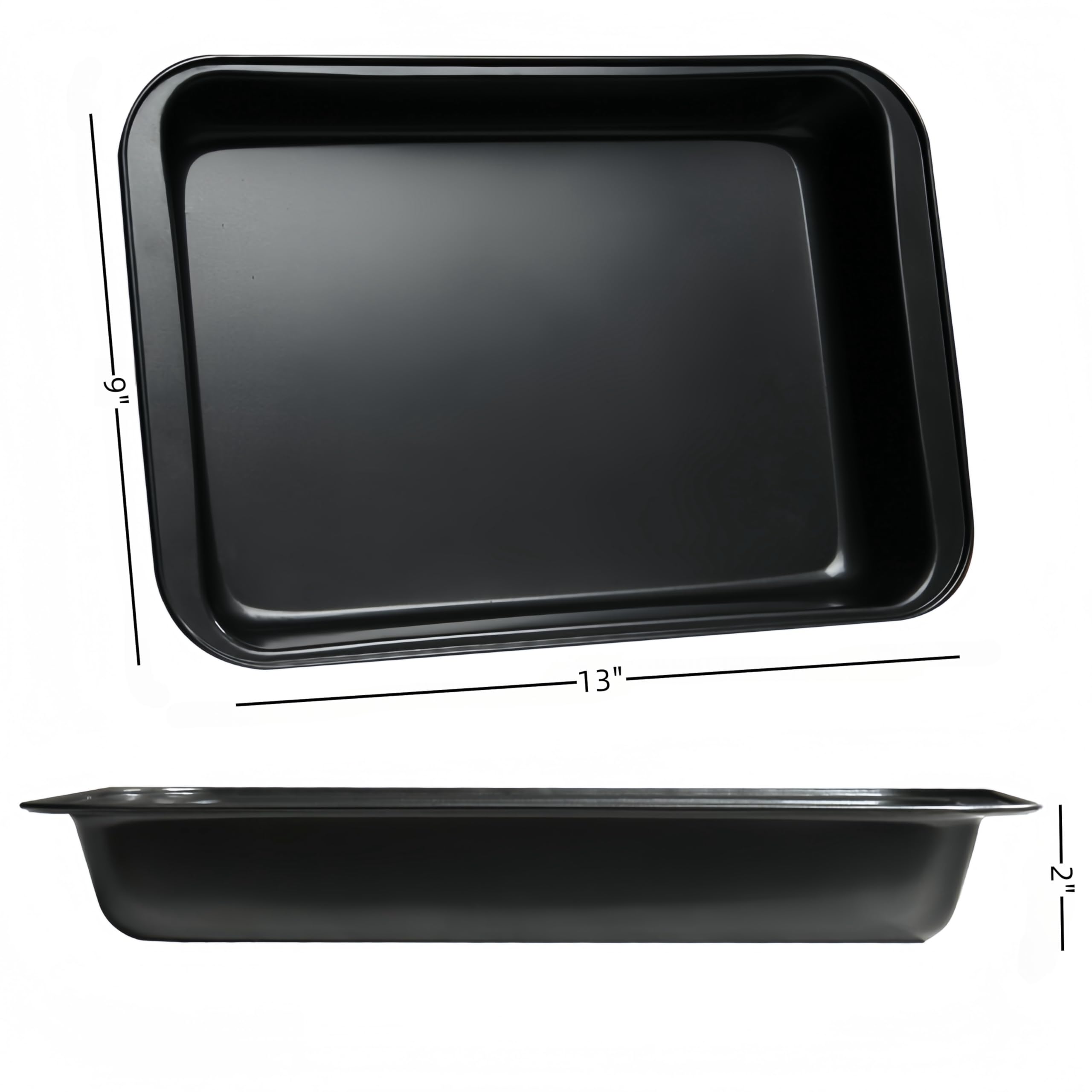 Bandeja rectangular profunda de dos pulgadas para horneados abundantes y sin desbordes.