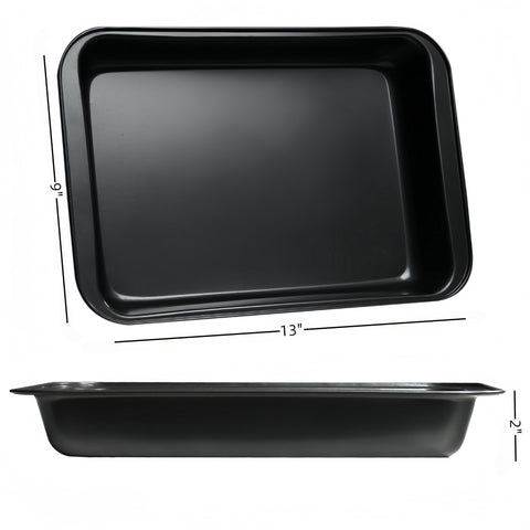 Bandeja rectangular profunda de dos pulgadas para horneados abundantes y sin desbordes.