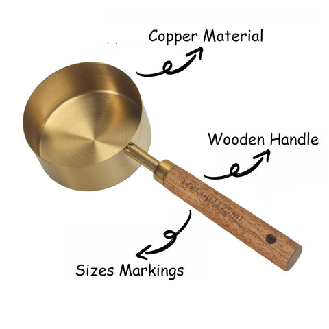Medidor de cobre 80 ml para tercios de taza con facilidad.