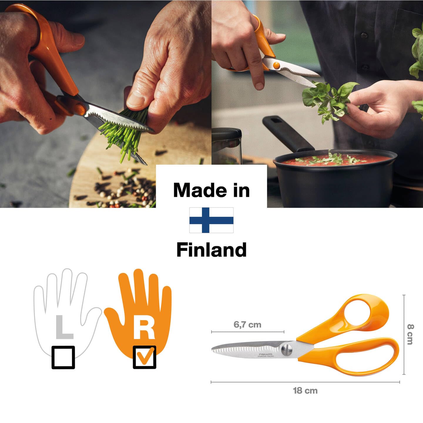 Tijeras Fiskars con mango ergonómico para un agarre cómodo