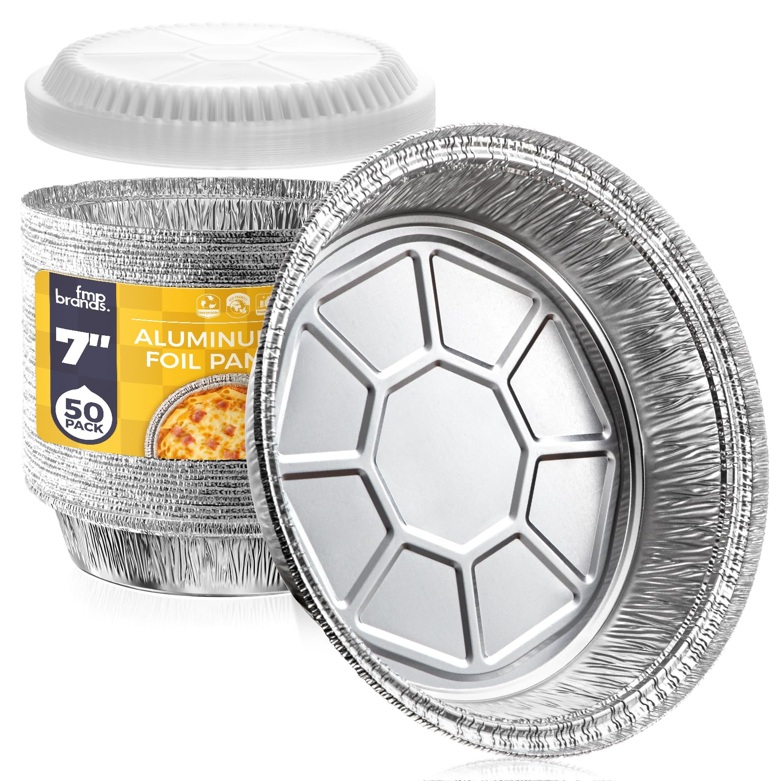 Bandeja Fit Meal Prep de aluminio 7-pulgadas con tapa transparente para conservación