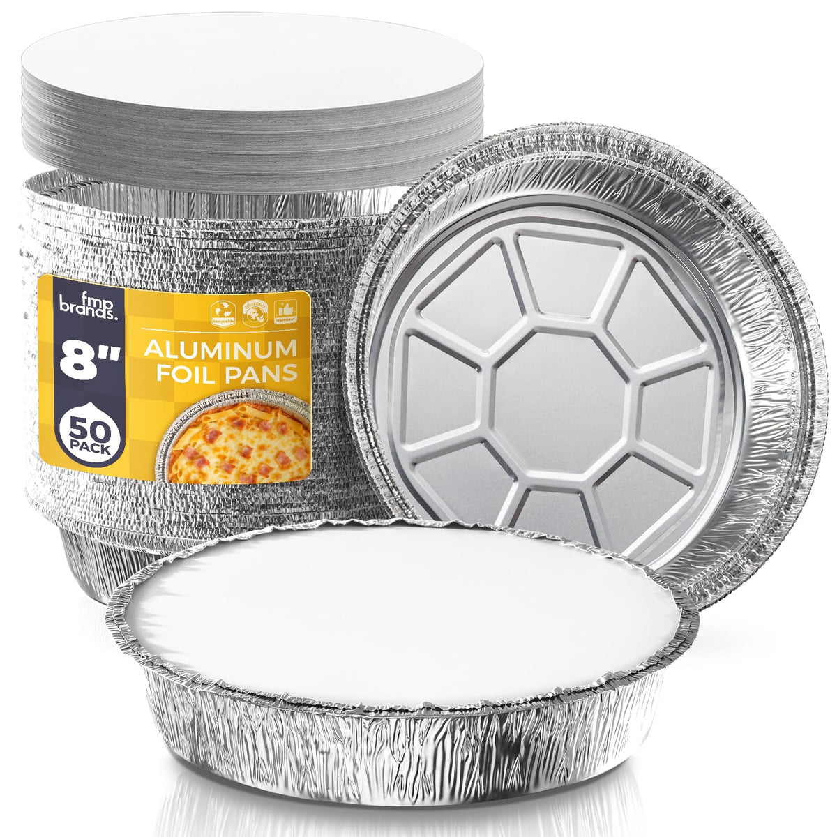 Fit Meal Prep: bandeja de aluminio 8 pulgadas con tapa de cartón para mantener la frescura.