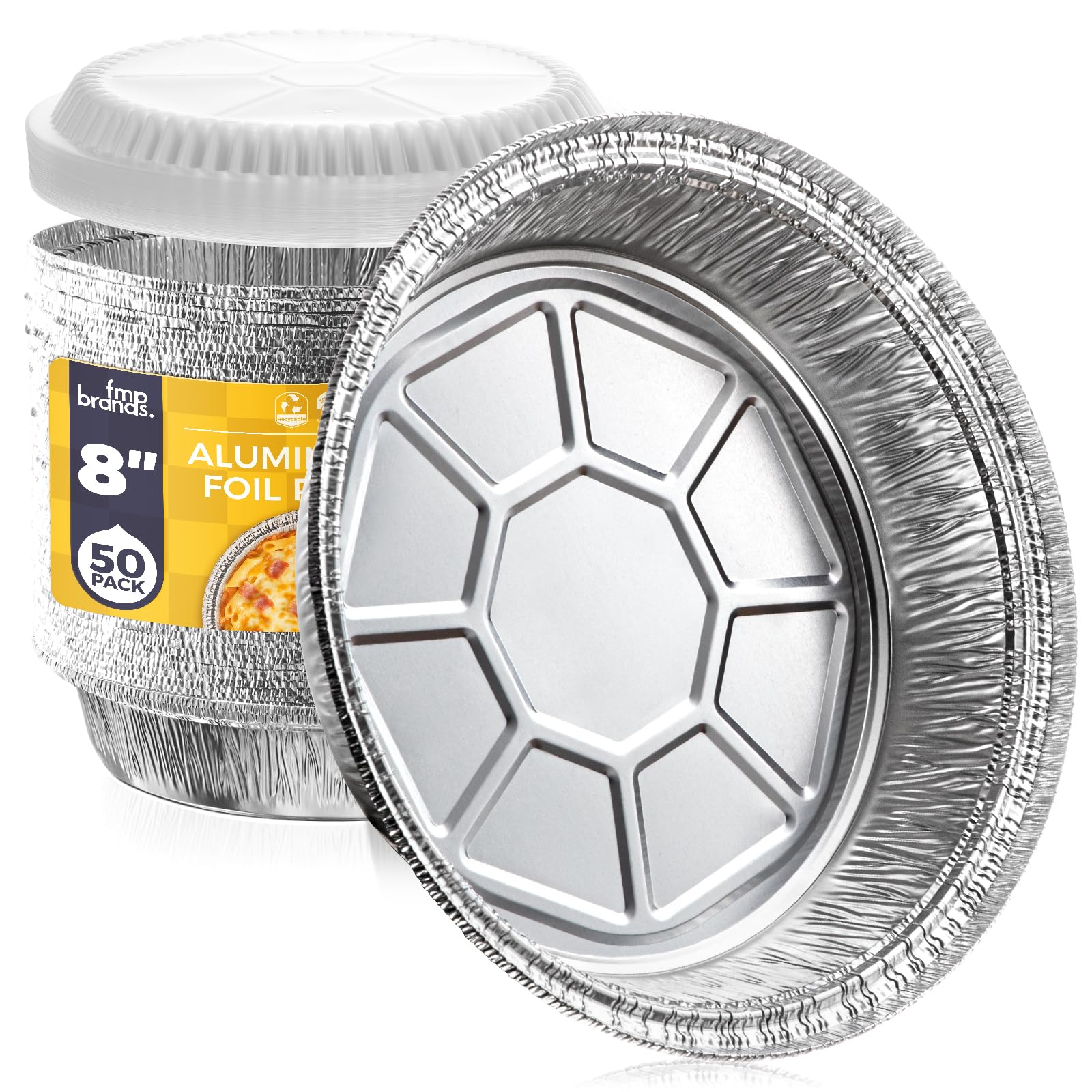 Fit Meal Prep bandeja de aluminio 8 pulgadas con tapa domo conserva frescura.