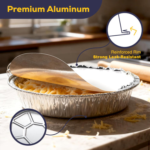 Bandeja de aluminio 9 pulgadas de Fit Meal Prep, apilable para almacenamiento.
