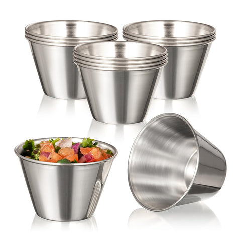 Fit Meal Prep copa condimentos acero inoxidable 4oz, ideal para salsas frías o calientes.