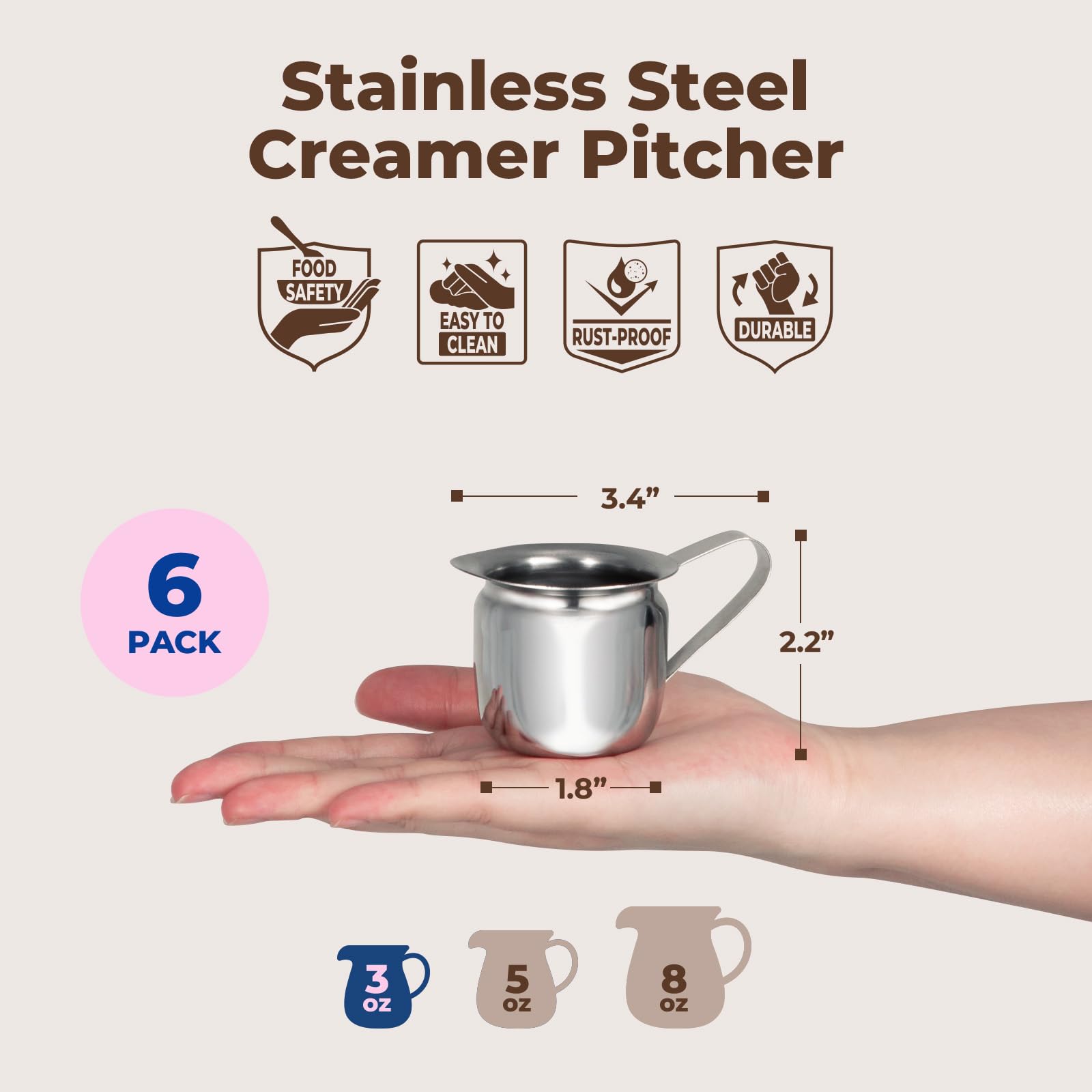 Cremera mini de 5 onzas de Fit Meal Prep para espresso y aderezos.