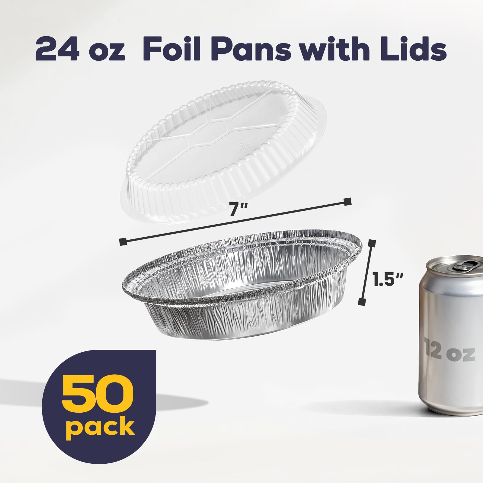 Envase de aluminio Fit Meal Prep 7-pulgadas con tapa para servir
