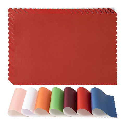 Fit Meal Prep, individual de papel rojo con borde ondulado para comidas en casa.