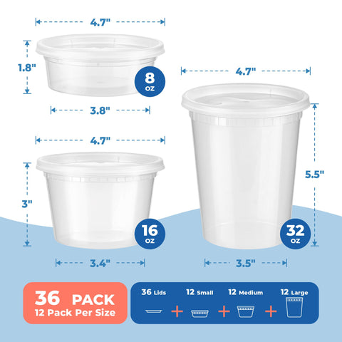 Fit Meal Prep contenedores de 32 oz para comidas grandes y recalentamientos.