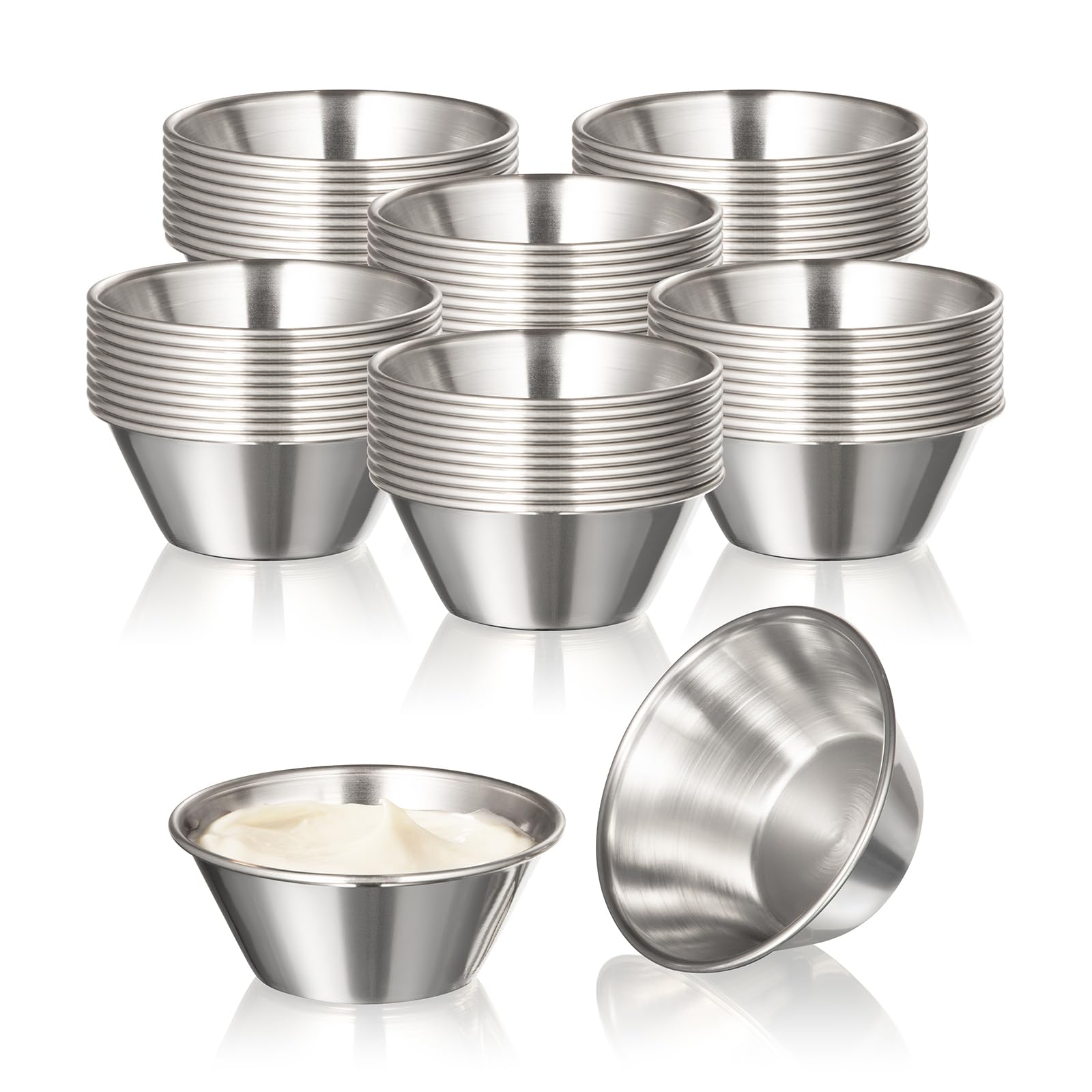Fit Meal Prep, vasos para salsas 1,5 oz en acero inoxidable, duraderos y reutilizables.
